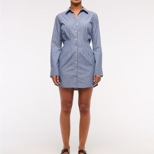Abercrombie & Fitch Fitted Long-Sleeve Mini Shirt Dress WORN ONCE